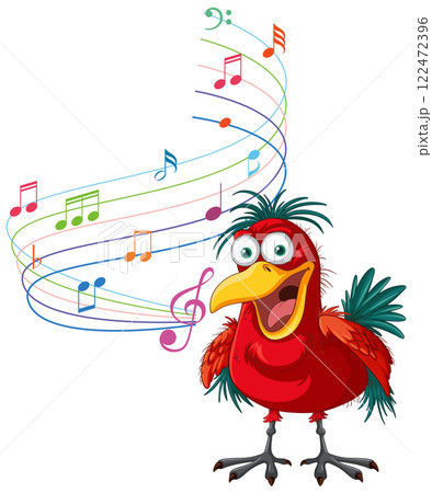 Colorful Bird Singing Joyful Melodies 122472396