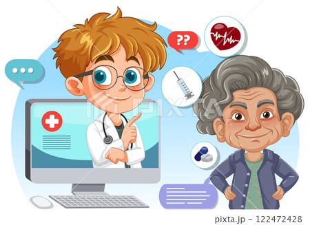 Doctor and Patient Consultation Illustration 122472428