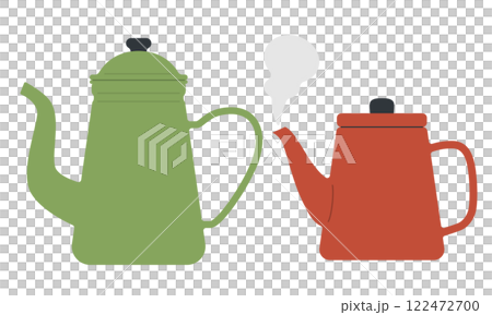 シンプルなホーローケトル／フラットベクターイラストセット 122472700