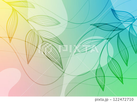 Soft green leaf art blue plant orange curve background  122472710