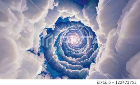 Swirling Clouds Creating a Mesmerizing Vortex in the Sky at Sunset 122472753