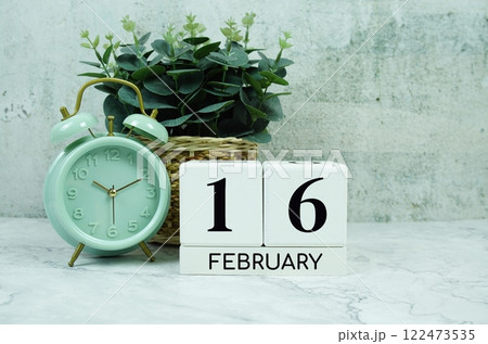 Wooden Calendar Showing the Date of February 16th. Day 16 of February month Wooden Calendar Showing the Date of February 16th. Day 16 of February month 122473535