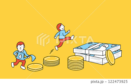 お金を積み立てコツコツ育てるイメージのイラスト 122473925
