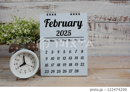 February 2025 annual monthly desk calendar for planning and management 122474299