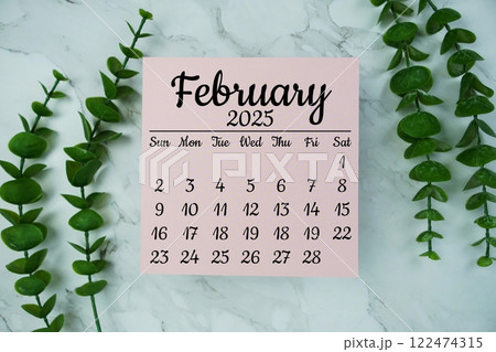 February 2025 annual monthly desk calendar for planning and management 122474315