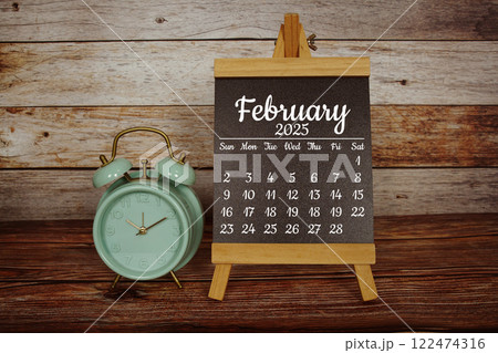 February 2025 annual monthly desk calendar for planning and management 122474316