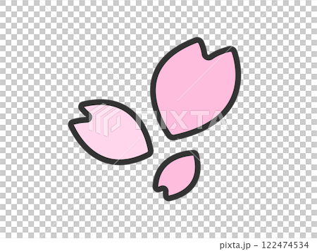 櫻花花瓣圖示插圖（線條描彩色） 122474534