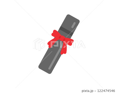 リボンのついた、卒業証書ケースのアイコンのイラスト リボンのついた、卒業証書ケースのアイコンのイラスト 122474546