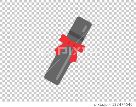リボンのついた、卒業証書ケースのアイコンのイラスト リボンのついた、卒業証書ケースのアイコンのイラスト 122474546