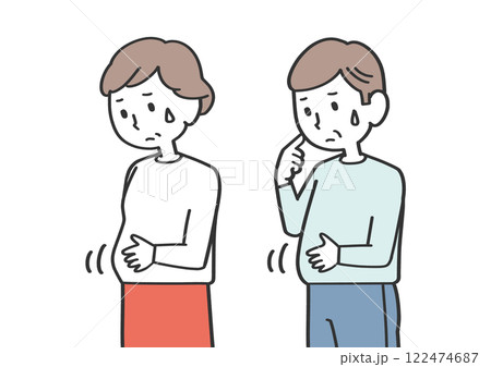 腹囲が気になる女性と男性 腹囲が気になる女性と男性 122474687