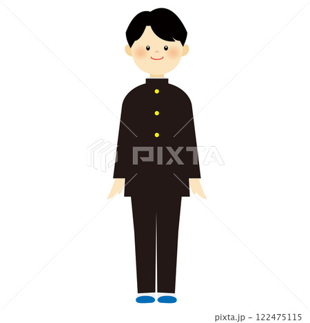 学ランを着た学生の全身のイラスト素材 学ランを着た学生の全身のイラスト素材 122475115