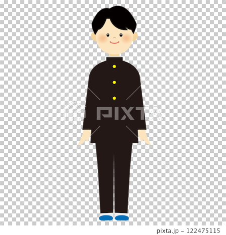 学ランを着た学生の全身のイラスト素材 学ランを着た学生の全身のイラスト素材 122475115