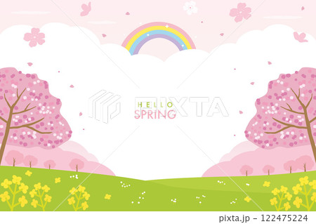 桜と菜の花の背景 美しい春の景色 桜と菜の花の背景 美しい春の景色 122475224