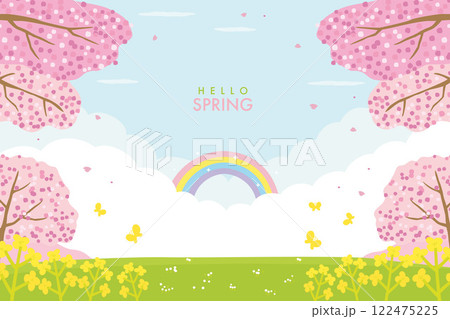 桜と菜の花の背景 美しい春の景色 桜と菜の花の背景 美しい春の景色 122475225