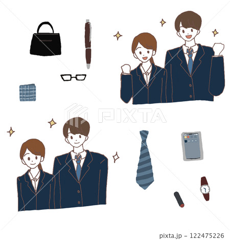 スーツを着た若者と持ち物のイラスト 122475226