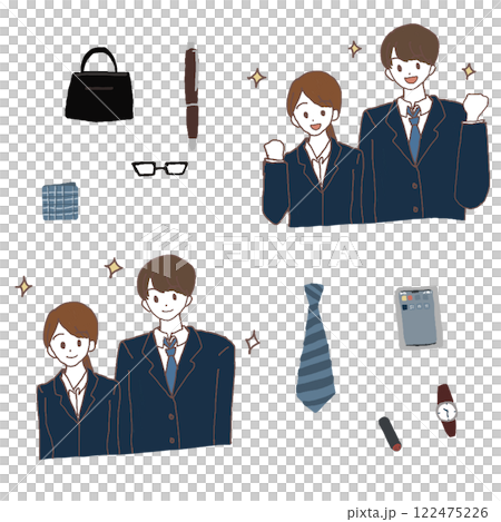 一位穿著西裝的年輕男子和他的物品的插圖 122475226