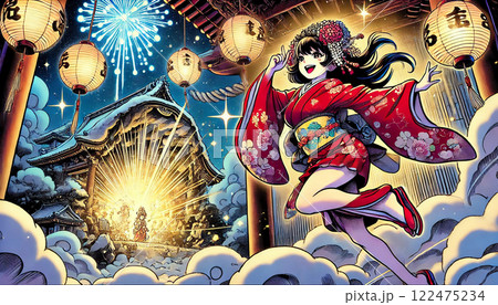 天鈿女に誘い出される天照大神 122475234