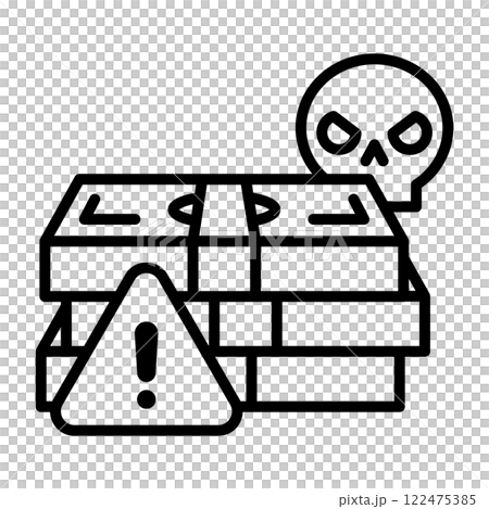 An image icon to warn of fraud. It features a stack of bills, a skeleton, and a warning symbol. An image icon to warn of fraud. It features a stack of bills, a skeleton, and a warning symbol. 122475385