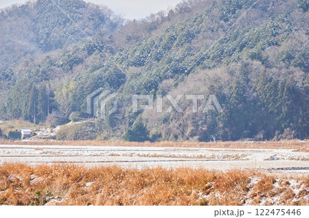 冬枯れの山　雪　田舎 122475446