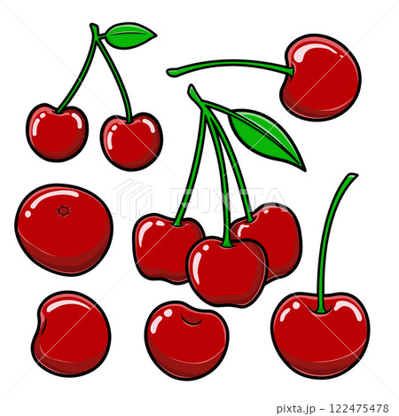 set of red cherries set of red cherries 122475478