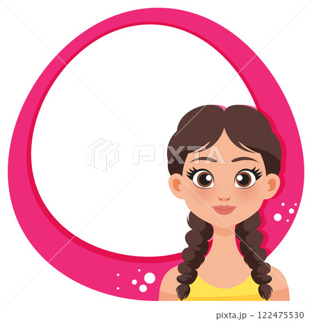 Girl with Braids in Pink Frame Girl with Braids in Pink Frame 122475530