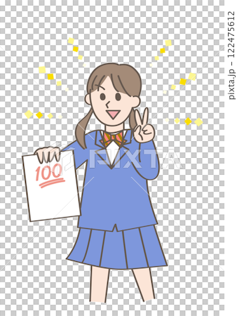100点を取った学生 100点を取った学生 122475612