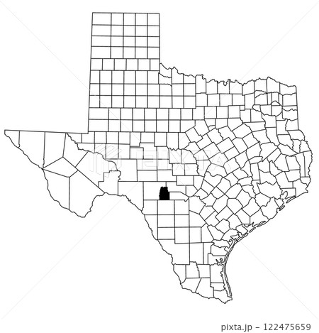 Map of real County in Texas state on white background. single County map highlighted by black colour on Texas map. UNITED STATES, US 122475659