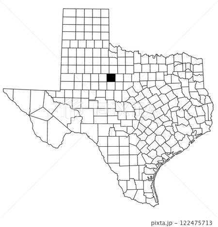 Map of Jones County in Texas state on white background. single County map highlighted by black colour on Texas map. UNITED STATES, US Map of Jones County in Texas state on white background. single County map highlighted by black colour on Texas map. UNITED STATES, US 122475713