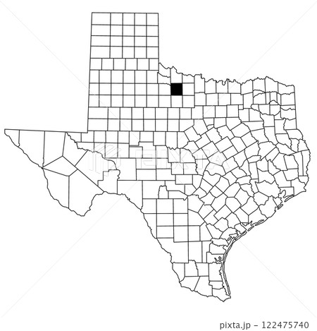 Map of Baylor County in Texas state on white background. single County map highlighted by black colour on Texas map. UNITED STATES, US Map of Baylor County in Texas state on white background. single County map highlighted by black colour on Texas map. UNITED STATES, US 122475740