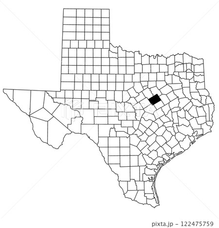 Map of McLennan County in Texas state on white background. single County map highlighted by black colour on Texas map. UNITED STATES, US Map of McLennan County in Texas state on white background. single County map highlighted by black colour on Texas map. UNITED STATES, US 122475759