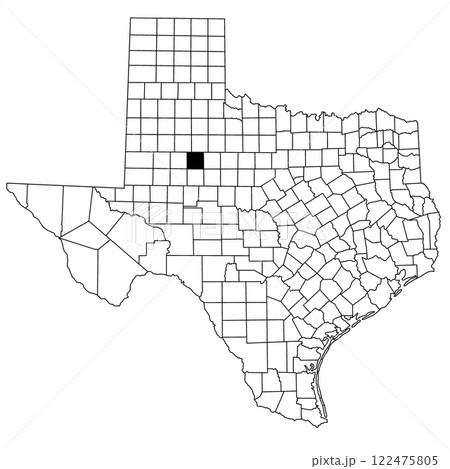 Map of scurry County in Texas state on white background. single County map highlighted by black colour on Texas map. UNITED STATES, US Map of scurry County in Texas state on white background. single County map highlighted by black colour on Texas map. UNITED STATES, US 122475805