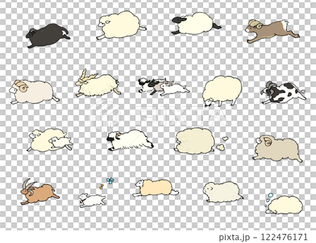 いろんな種類の羊のイラストセット 122476171