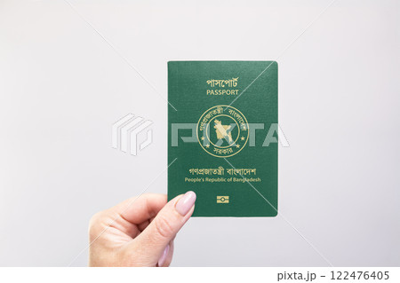 Passport Bangladesh Held Against Simple White Background. Astana, Kazakhstan, 26 october 2024 122476405