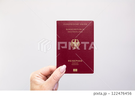 Germany Passport Held Against Simple White Background. Astana, Kazakhstan, 26 october 2024 122476456