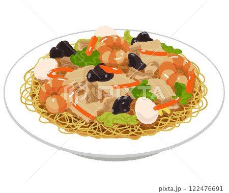 あんかけかた焼きそばのイラスト 122476691