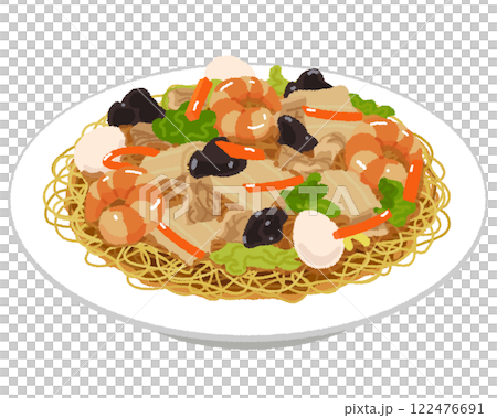 あんかけかた焼きそばのイラスト 122476691