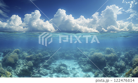 海上と海中が広がる壮大な自然の風景「AI生成画像」 122476814