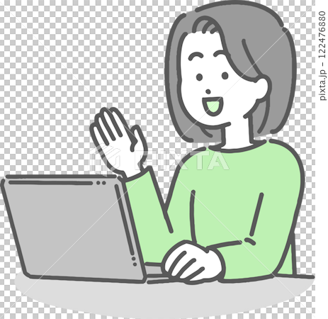 一位年輕女子在操作電腦時給予指示的插圖 122476880