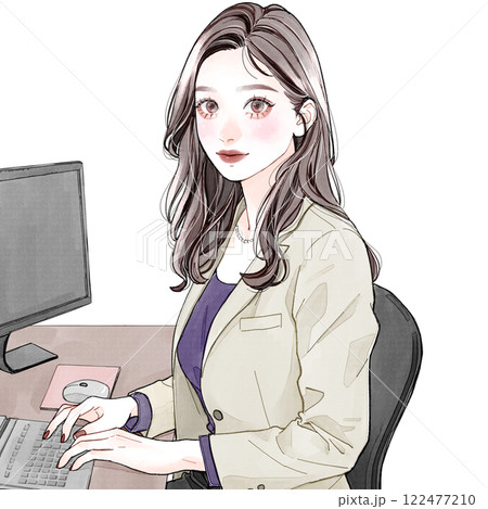 デスクワーク中の女性 122477210
