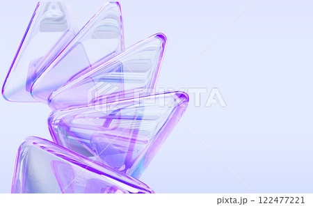 Abstract 3d background with glass transparent triangle plate shapes, iridescent light purple holographic gradient render. Modern creative wallpaper, digital graphic design tech banner. 3D Illustration 122477221