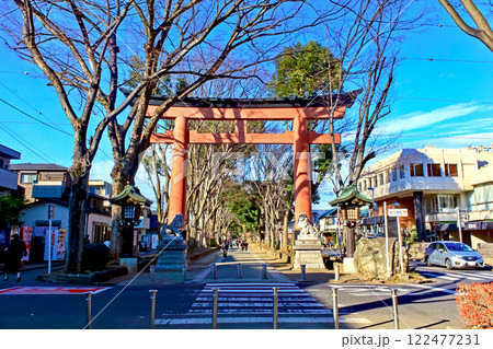 【埼玉】冬の大宮 氷川神社の二の鳥居と青空 【埼玉】冬の大宮 氷川神社の二の鳥居と青空 122477231