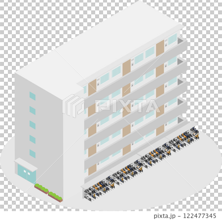 等距公寓大樓雙層自行車架影像 等距公寓大樓雙層自行車架影像 122477345