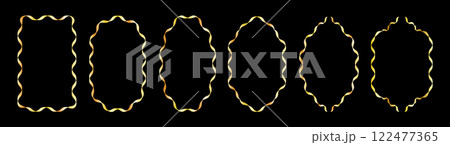 Set of decorative frames with wavy lines and patterns. Trendy vintage fancy frames for wedding invitations, birthday cards, prints. 122477365