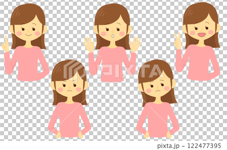 色んな表情のシンプルで可愛い女性のイラストセット 色んな表情のシンプルで可愛い女性のイラストセット 122477395
