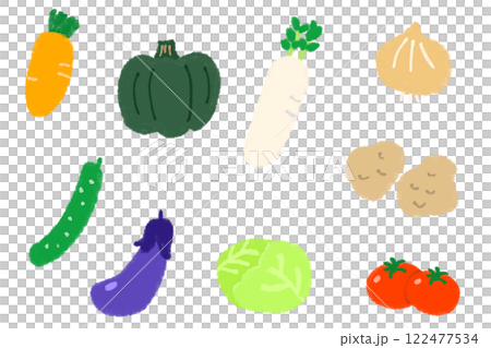 Hand drawn illustration set of various vegetables 122477534