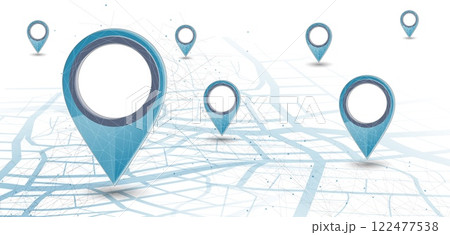 One abstract pin icon on the city map. 122477538