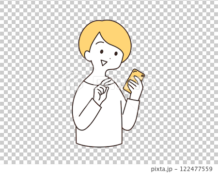 Woman operating a smartphone Woman operating a smartphone 122477559