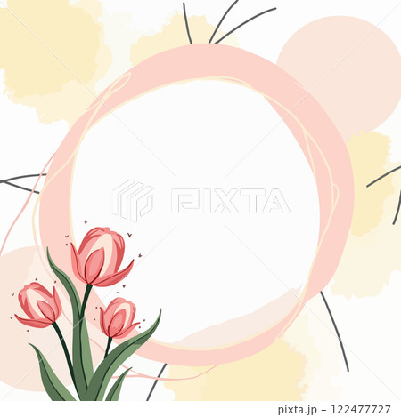 Spring watercolor vector illustration of tulips. Design for wallpaper, posters, banners, cards, print, web and packaging. 122477727
