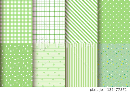 チェックやドットのシームレスパターン　グリーン系 122477872