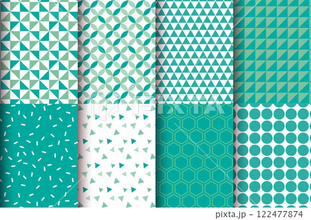 幾何学模様のシームレスパターン　グリーン系 122477874